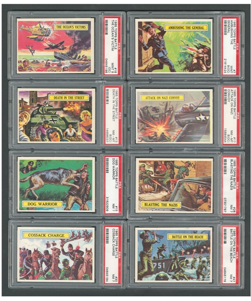 1965 Topps "Battle" Complete 66-Card Set with Unmarked Checklists (2) and 18 PSA-Graded Cards