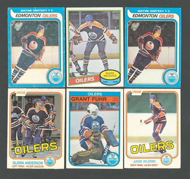 1970s and 1980s O-Pee-Chee and Topps Edmonton Oilers Rookie Card Collection of 12 Including 1979-80 Gretzky RC (2) and 1980-81 Messier RC (2)