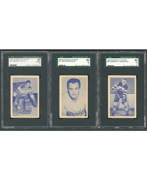 1952-53 Bas Du Fleuve SGC-Graded Near Complete Hockey Card Set (62/65) Including Brodeur and Paille