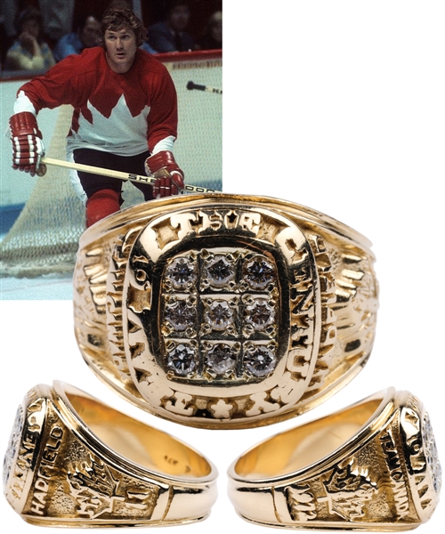 Vic Hadfields Team Canada 1972 "Team of the Century" 14K Gold and Diamond Ring with His Signed LOA