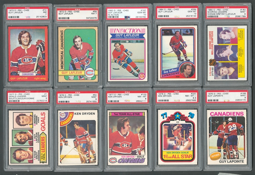 1972-84 Montreal Canadiens PSA-Graded Hockey Card Collection of 29 Including Guy Lafleur Cards (19) and Ken Dryden Cards (6)