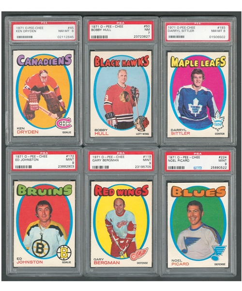 1971-72 O-Pee-Chee PSA-Graded (77) and KSA-Graded (14) Hockey Card Collection of 91 Including PSA 9 MINT (19) and PSA 8 NM-MT (52) - Dryden, Orr, Howe, Hull, Beliveau and Others