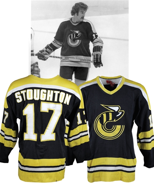 Blaine Stoughtons 1976-77 WHA Cincinnati Stingers Game-Worn Jersey - 52-Goal Season!