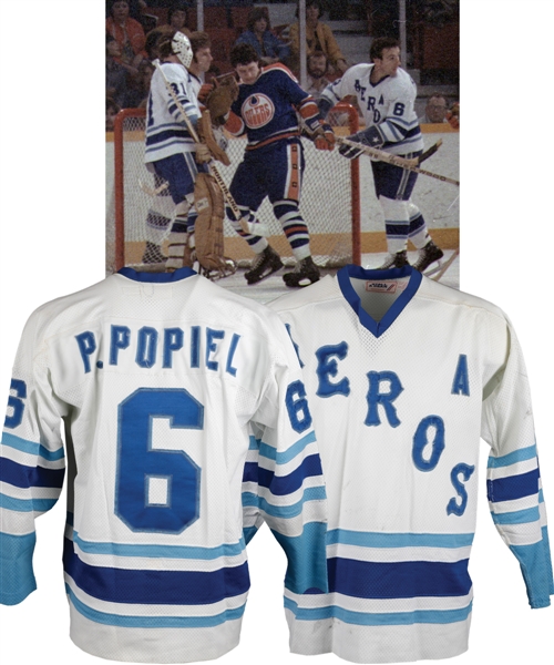 Poul Popiels 1977-78 WHA Houston Aeros Game-Worn Alternate Captains Home Jersey