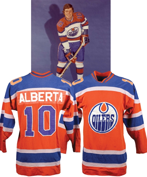Ron Andersons 1972-73 WHA Alberta Oilers Inaugural Season Game-Worn Jersey - Scored First Goal of WHA/Oilers! - Team Repairs!