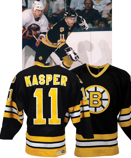 Steve Kaspers 1985-86 Boston Bruins Game-Worn Jersey - 25+ Team Repairs! - Photo-Matched!