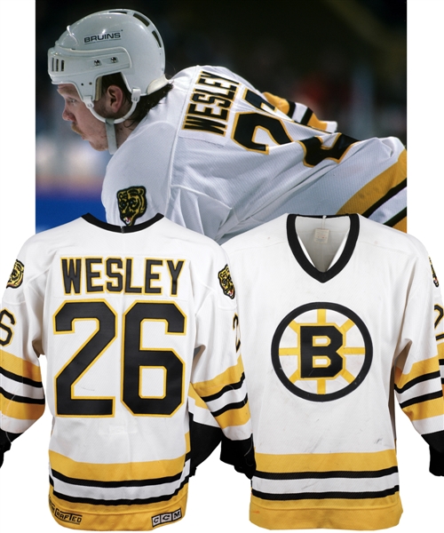 Glen Wesleys 1988-89 Boston Bruins Game-Worn Jersey - Team Repairs! - Photo-Matched!