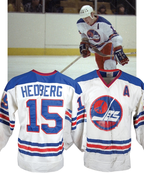 Anders Hedbergs 1977-78 WHA Winnipeg Jets Game-Worn Alternate Captains Jersey - Team Repairs!