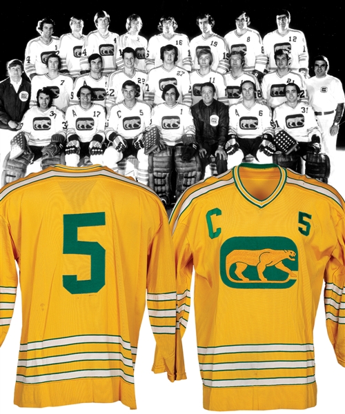 Larry Cahans 1972-73 Chicago Cougars Inaugural Season Game-Worn Captains Jersey 