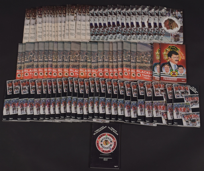 Large 1980s Chicago Black Hawks Media Guide Collection of 82