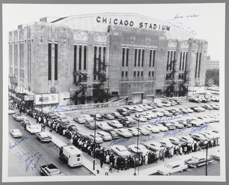 Chicago Stadium Photo Signed by 11 Former Chicago Black Hawks Players with LOA (16" x 20")