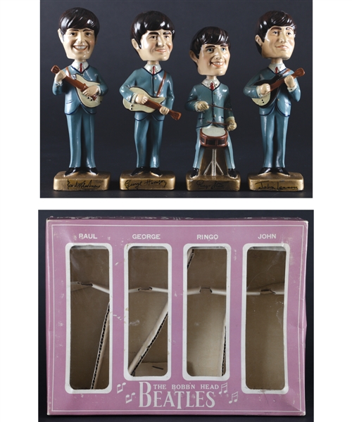 1964 Beatles Car Mascots Inc. Bobbing Heads / Nodders Set of 4 in Original Box