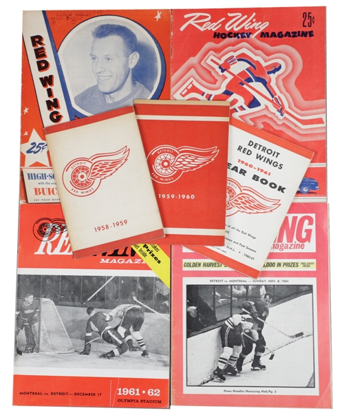 Detroit Red Wings 1958-67 Media Guides/Yearbooks (10) and 1944-66 Hockey Programs (8)
