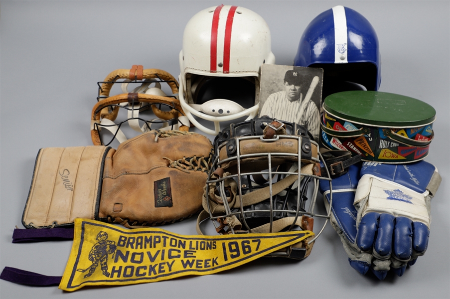 Large 1920s to 1970s Vintage Multi-Sport Equipment and Memorabilia Lot of 45+