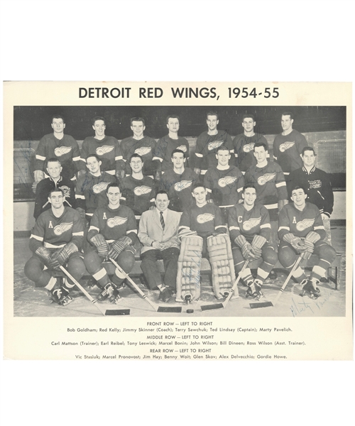Detroit Red Wings 1954-55 Stanley Cup Champions Multi-Signed Team Photo by 11 Including Sawchuk and Delvecchio