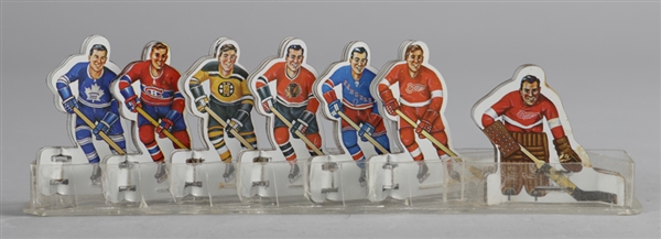 "Original Six" 1960s Table Top Tin Hockey Players Set (36), 1970-71 Dads Cookies Hockey Cards (132) and Vintage Multi-Sports and Batman Pennants (26)