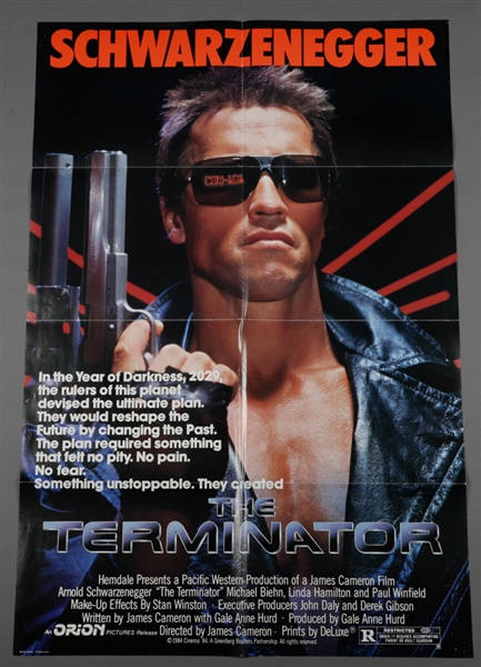 1984 The Terminator (Arnold Schwarzenegger - Orion) Science Fiction One Sheet (27” x 40) and German Release (23” x 33”) Movie Posters (2)
