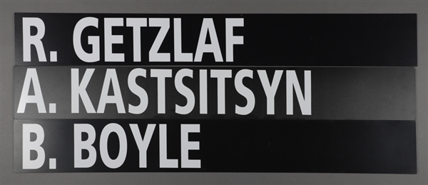 Ryan Getzlaf (Anaheim Mighty Ducks), Brian Boyle (Los Angeles Kings) and Andrei Kostitsyn (Montreal Canadiens) 2003 NHL Entry Draft Stage Nameplates (6 ¼” x 48”)