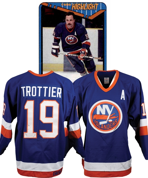 Bryan Trottiers 1989-90 New York Islanders Game-Worn Alternate Captains Away Jersey with Family LOA - Photo-Matched!