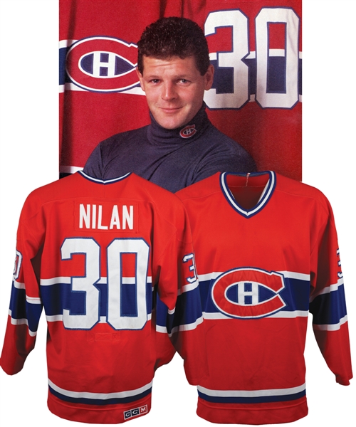 Chris Nilans 1987-88 Montreal Canadiens Game-Worn Jersey - Team Repairs! - Photo-Matched!