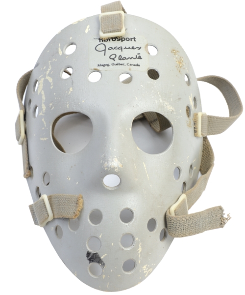 Vintage 1970s Fibrosport Goalie Mask with Label - Jacques Plantes Company!