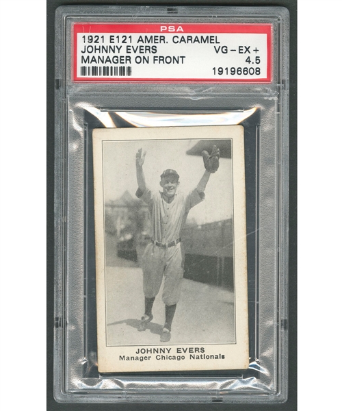 1921 American Caramel E121 (Series of 80) Baseball Card - Johnny Evers (Manager on Front) - Graded PSA 4.5