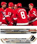 Detroit Red Wings 1990s/Early-2000s "Russian Five" Game-Used Stick Collection of 5 - Konstantinov, Fedorov, Fetisov, Larionov and Kozlov