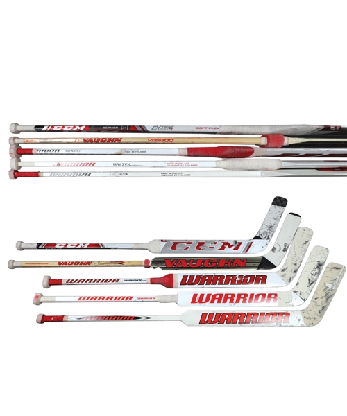 Detroit Red Wings 2010s Game-Used Stick Collection of 5 Including Jonas Gustavsson, Petr Mrazek and Jimmy Howard