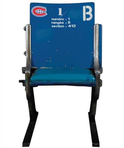 Montreal Forum Blue Single Seat with Team COA Plus Montreal Canadiens Memorabilia