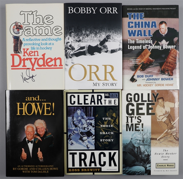 Signed Hockey Hardcover Book Collection of 7 Including Signed Books by Bobby Orr, Gordie Howe and Ken Dryden