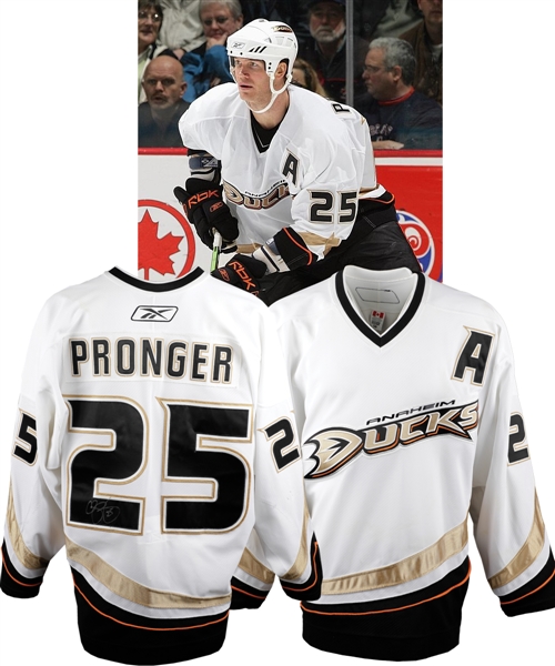 Chris Prongers 2006-07 Anaheim Ducks Signed Game-Worn Alternate Captains Jersey with Team COA - Photo-Matched!