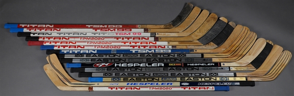 Wayne Gretzky 1980s and 1990s Store Model Stick Collection of 15 - All Specially Customized