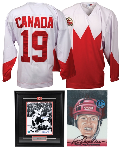 Paul Henderson Signed 1972 Team Canada Jersey, Henderson/Tretiak Dual-Signed Photo, Henderson 1997 Pinnacle Cards (5) and More!