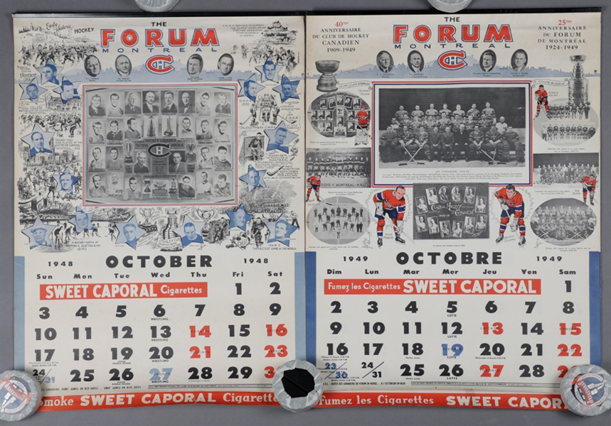 Montreal Canadiens 1948-49 and 1949-50 Sweet Caporal Hockey Calendars