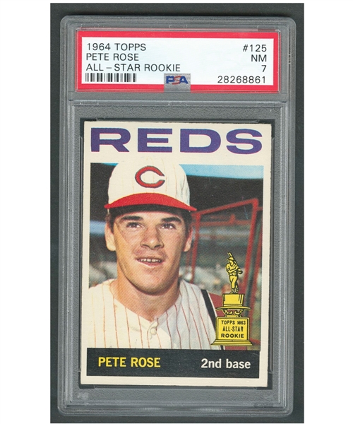 1964 Topps Baseball Card #125 Pete Rose All-Star Rookie - Graded PSA 7