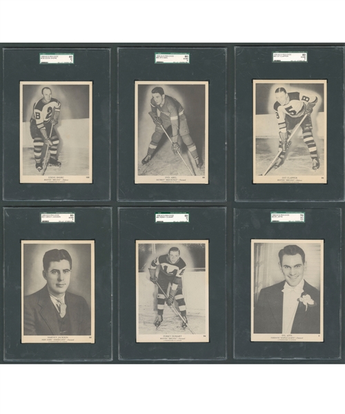 1939-40 O-Pee-Chee V301-1 SGC-Graded Hockey Card Collection of 6 Including Shore, Abel RC, Clapper, Dumart RC, Apps and Jackson