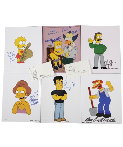 "The Simpsons" Voice Actors Signed Photo Collection of 19 Including Castellaneta, Groening, Azaria, Cowell, Leno, Shearer, Smith and Wallace - All JSA Certified