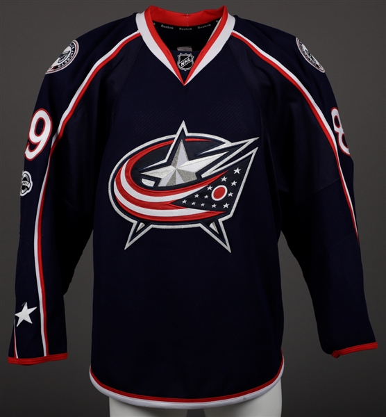Sam Gagners 2016-17 Columbus Blue Jackets Game-Worn Jersey with LOA - NHL Centennial Patch! - Team Repairs!