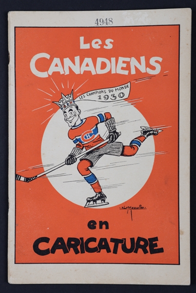 Montreal Canadiens 1930 "Les Canadiens en Caricature" Book - Morenz, Joliat, Mantha, Hainsworth
