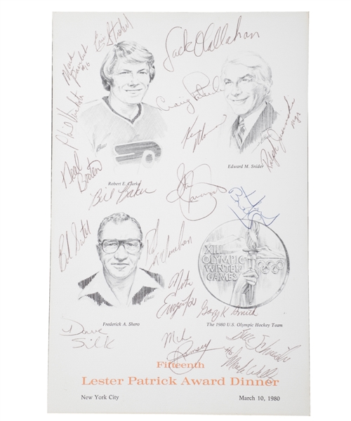 1980 Lester Patrick Award Dinner Program Team-Signed by the 1980 Team USA Hockey Team Who Were Honored That Night