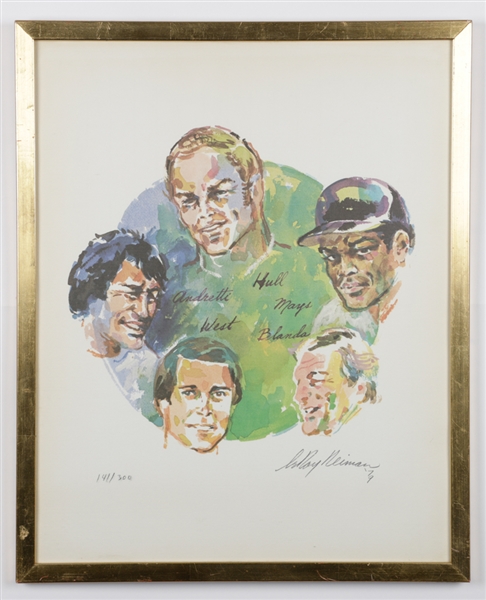 1979 Leroy Neiman Signed Limited-Edition Print "Lions" #141/300 with Willie Mays, George Blanda, Bobby Hull, Mario Andretti and Jerry West