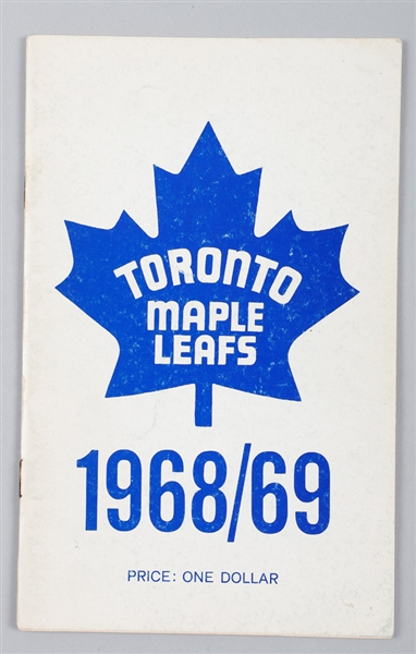 Toronto Maple Leafs 1968-69 Team-Signed Media Guide Including Clancy, Imlach and Horton Plus Maple Leaf Gardens USA, Sweden and CFSR Signs
