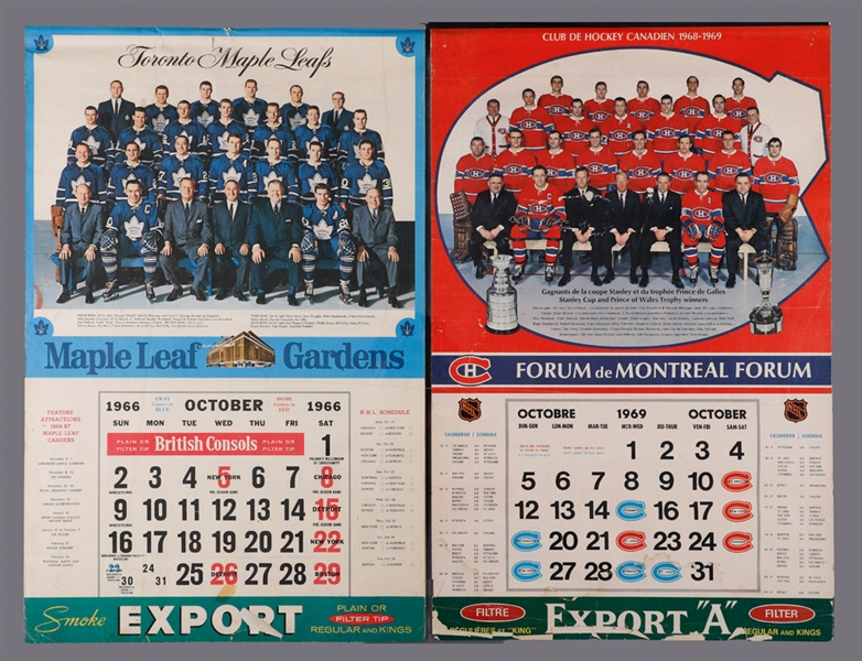 1969-85 Montreal Forum / Montreal Canadiens (11) and 1966-78 Maple Leaf Gardens / Toronto Maple Leafs (4) Calendar Collection