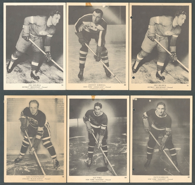 1935-36 CCM photos (7), 1935-40 Crown Brand Hockey Photos (75+), 1938-39 Quaker Oats Toronto Maple Leafs Cards (11), 1939-40 and 1940-41 O-Pee-Chee Hockey Cards (22) and More!