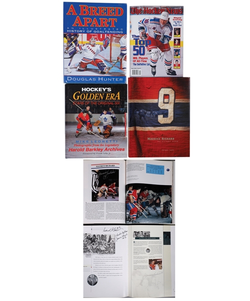Multi-Signed Hockey Book Collection of 4 with 90+ Signatures Including Numerous HOFers