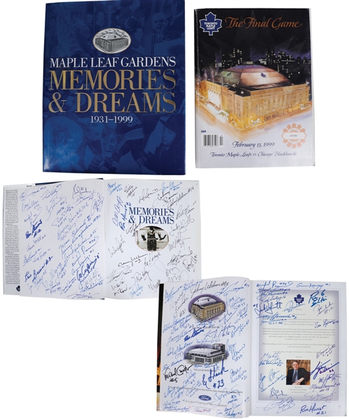 Toronto Maple Leafs February 13th 1999 Final Game Program and "Memories & Dreams" Book Signed by 150+ Past Players