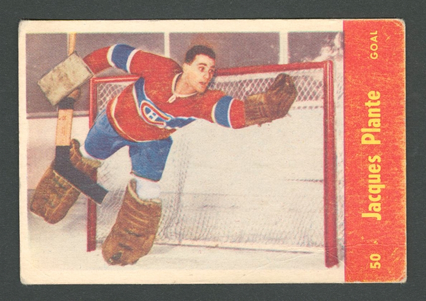 1955-56 Parkhurst Hockey #50 HOFer Jacques Plante Rookie Card (RC)