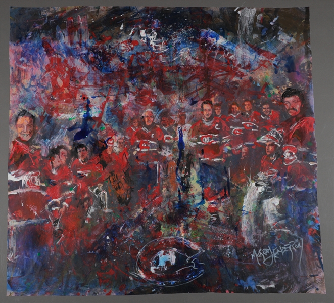 Montreal Canadiens All-Time Greats “Dream Team Roll Call” Original Painting on Canvas by Renowned Artist Murray Henderson (32 ¼” x 34 ¼”)