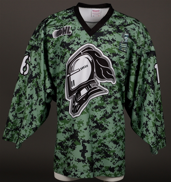 Max Domis 2013-14 London Knights Signed Worn Warm-Up Camouflage Jersey with Team LOA