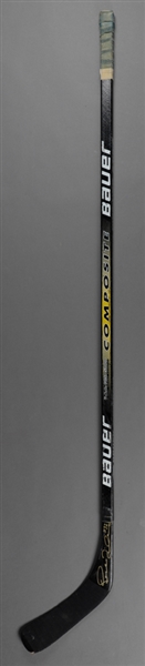 Trevor Lindens Late-1990s New York Islanders Signed Bauer Game-Used Stick from Ray Bourque Collection with His Signed LOA